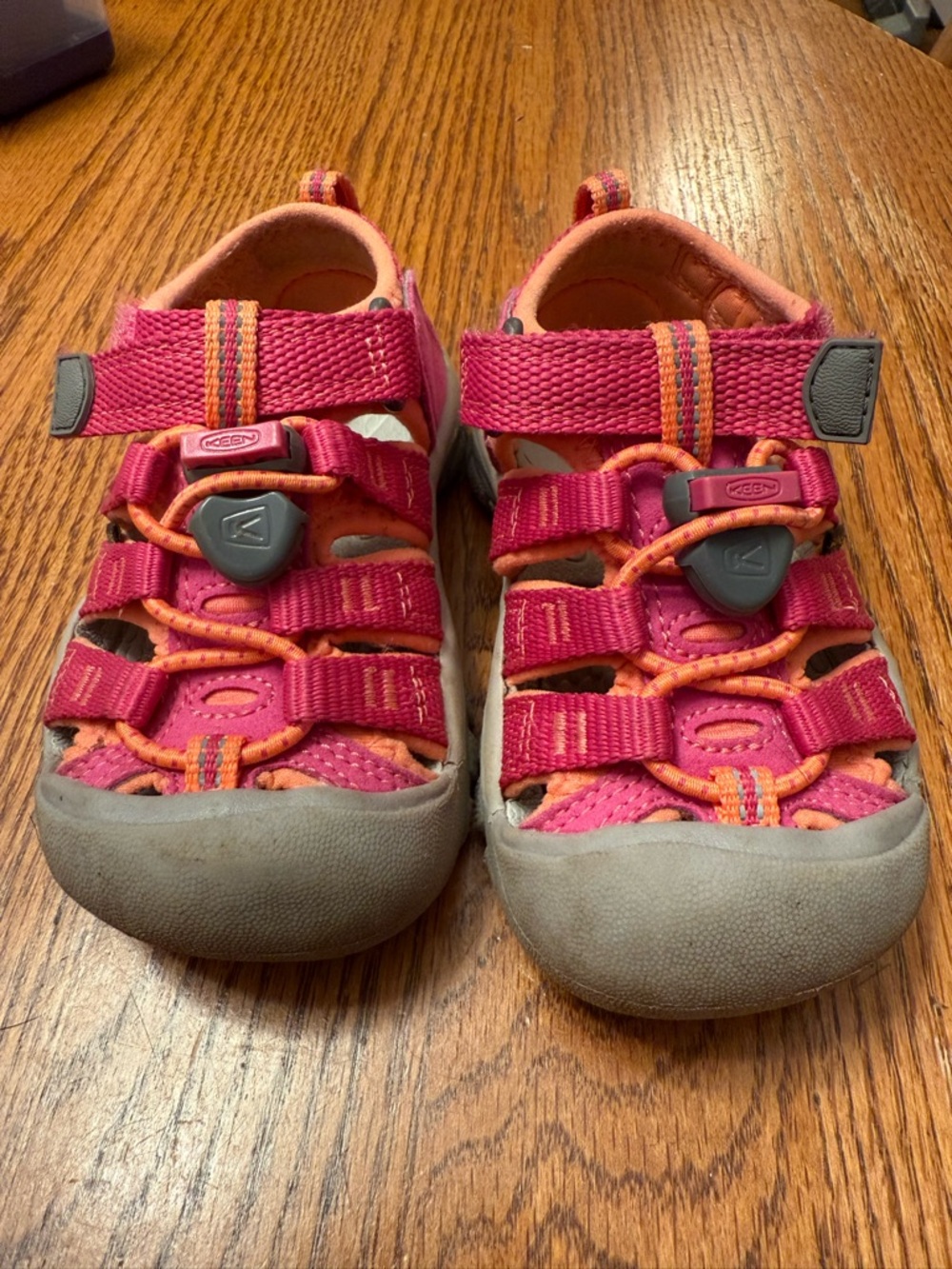 Keen Sandals, pink & orange, toddler size 8.